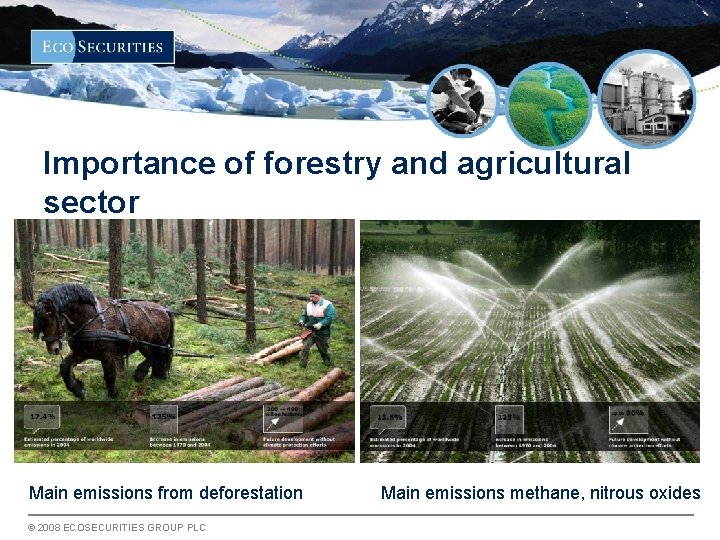 Importance of forestry and agricultural sector Main emissions from deforestation © 2008 ECOSECURITIES GROUP