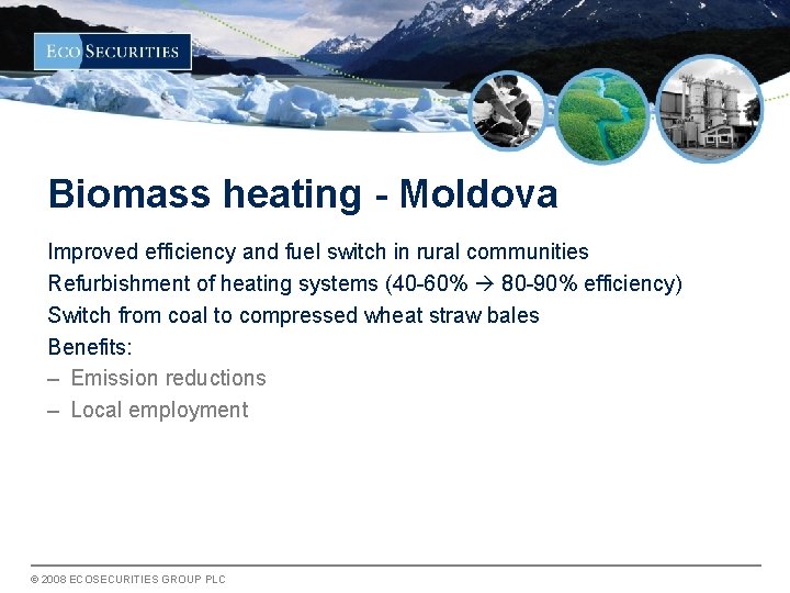 Biomass heating - Moldova Improved efficiency and fuel switch in rural communities Refurbishment of