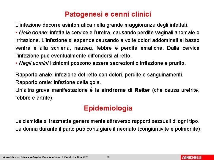 Patogenesi e cenni clinici L’infezione decorre asintomatica nella grande maggioranza degli infettati. • Nelle