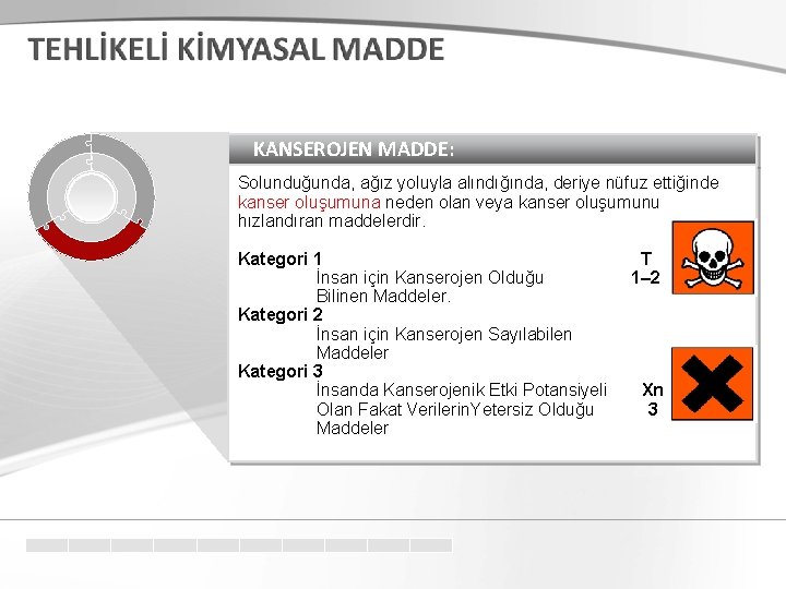 KANSEROJEN MADDE: Solunduğunda, ağız yoluyla alındığında, deriye nüfuz ettiğinde kanser oluşumuna neden olan veya