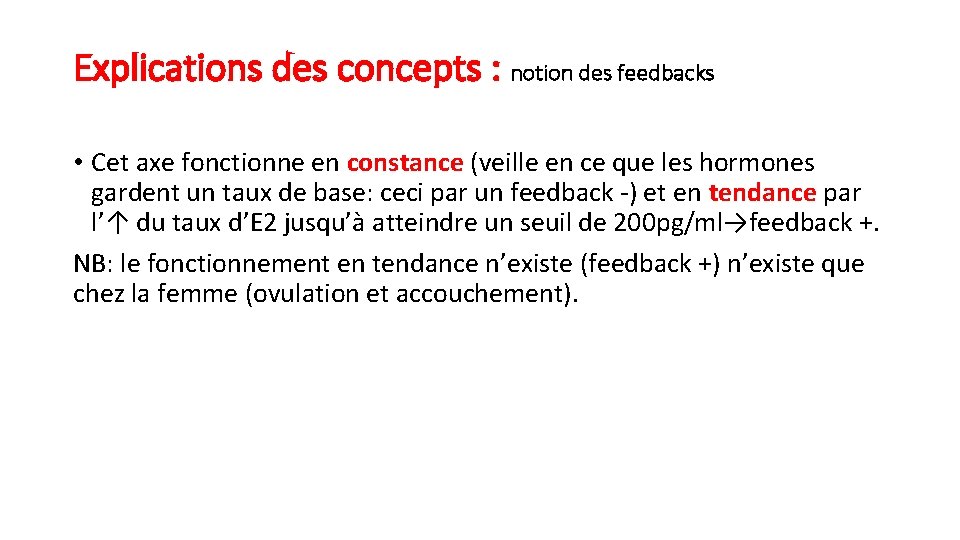 Explications des concepts : notion des feedbacks • Cet axe fonctionne en constance (veille