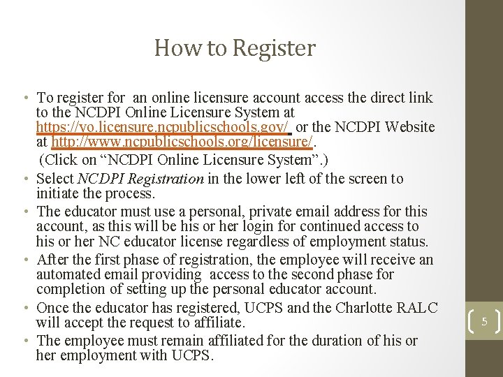 How to Register • To register for an online licensure account access the direct How to Register • To register for an online licensure account access the direct