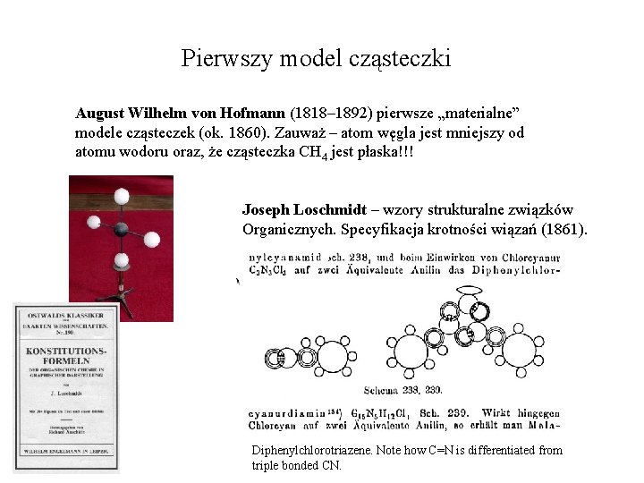 Pierwszy model cząsteczki August Wilhelm von Hofmann (1818– 1892) pierwsze „materialne” modele cząsteczek (ok.