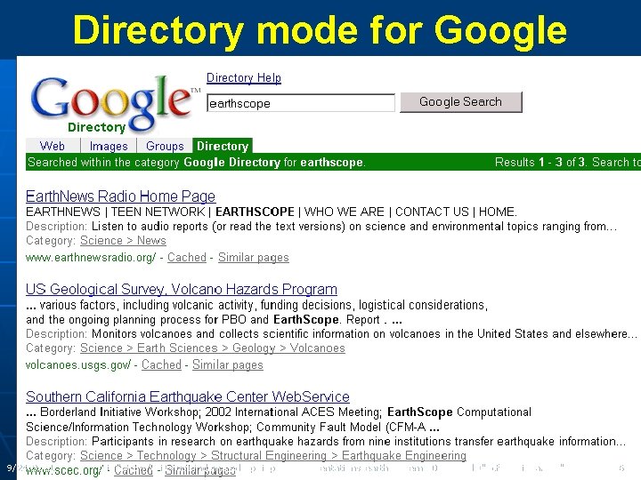 Directory mode for Google 9/24/2021 uri="http: //grids. ucs. indiana. edu/ptliupages/presentations/earthscopemar 02" email="gcf@indiana. edu" 46