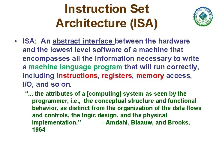 Computer Architecture Chapter 1 Computer Abstractions and Technology