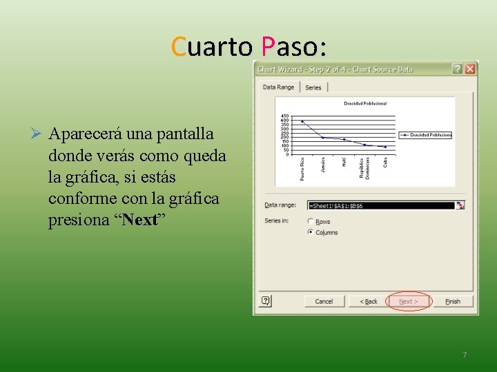 Cuarto Paso: Ø Aparecerá una pantalla donde verás como queda la gráfica, si estás