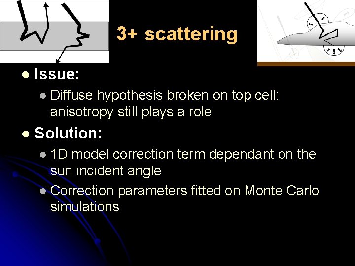 3+ scattering l Issue: l l Diffuse hypothesis broken on top cell: anisotropy still