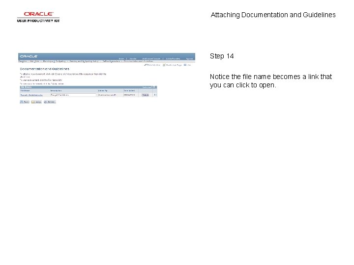 Attaching Documentation and Guidelines Step 14 Notice the file name becomes a link that