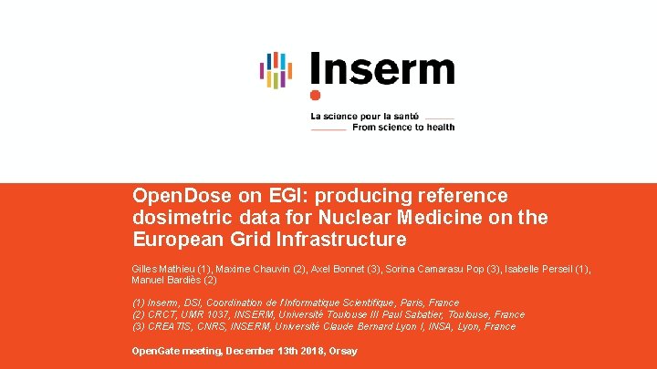 Open. Dose on EGI: producing reference dosimetric data for Nuclear Medicine on the European