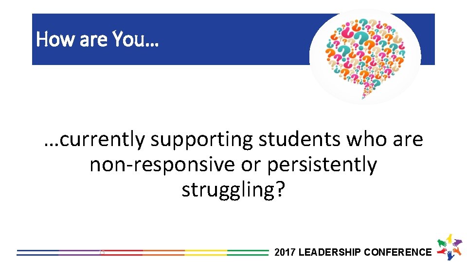 How are You… …currently supporting students who are non-responsive or persistently struggling? 13 2017