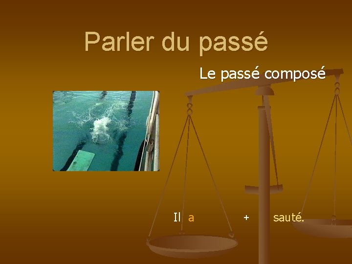 Parler du passé Le passé composé + Il a sauté. 