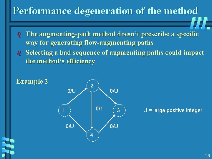Performance degeneration of the method b b The augmenting-path method doesn’t prescribe a specific Performance degeneration of the method b b The augmenting-path method doesn’t prescribe a specific