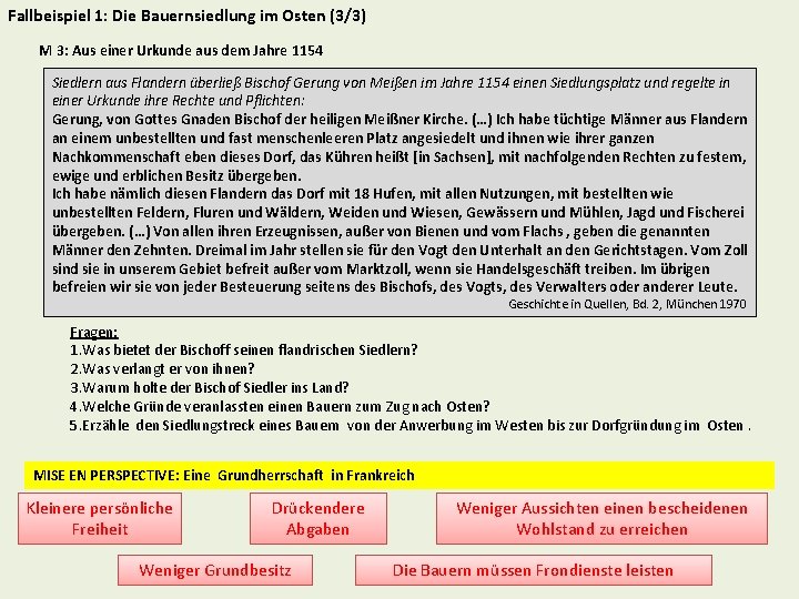 Fallbeispiel 1: Die Bauernsiedlung im Osten (3/3) M 3: Aus einer Urkunde aus dem