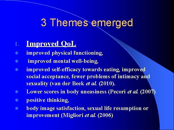 3 Themes emerged 1. Improved Qo. L l improved physical functioning, improved mental well-being, 3 Themes emerged 1. Improved Qo. L l improved physical functioning, improved mental well-being,
