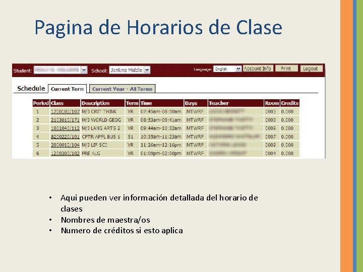 Pagina de Horarios de Clase • Aqui pueden ver información detallada del horario de