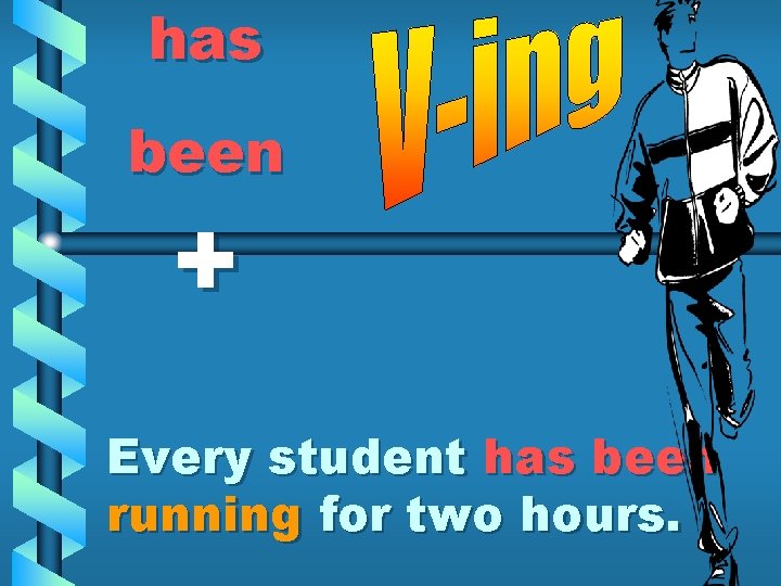 has been + Every student has been running for two hours. 