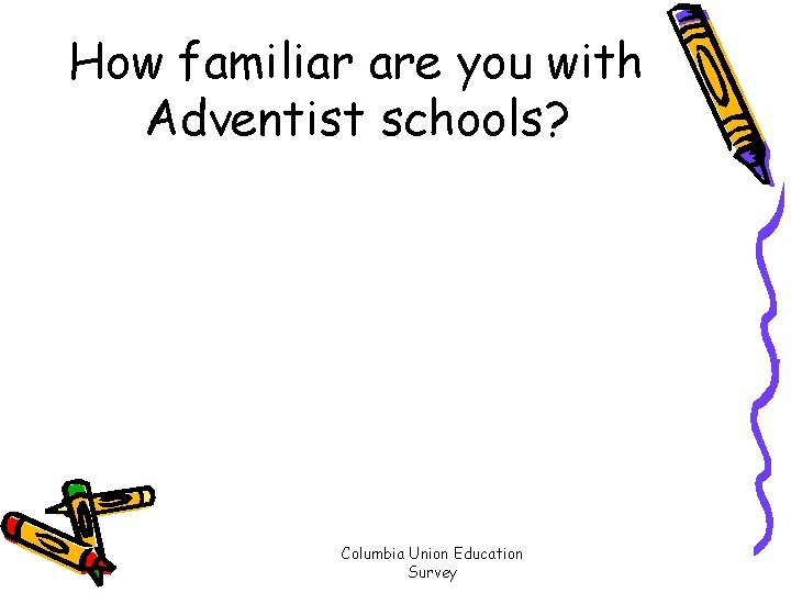 How familiar are you with Adventist schools? Columbia Union Education Survey 