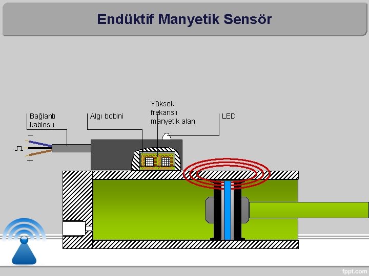 Endüktif Manyetik Sensör Bağlantı kablosu Algı bobini Yüksek frekanslı manyetik alan LED 