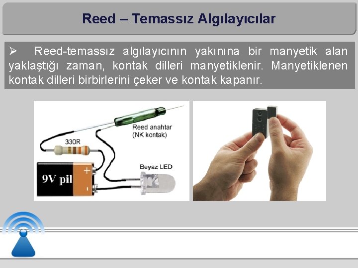 Reed – Temassız Algılayıcılar Ø Reed-temassız algılayıcının yakınına bir manyetik alan yaklaştığı zaman, kontak