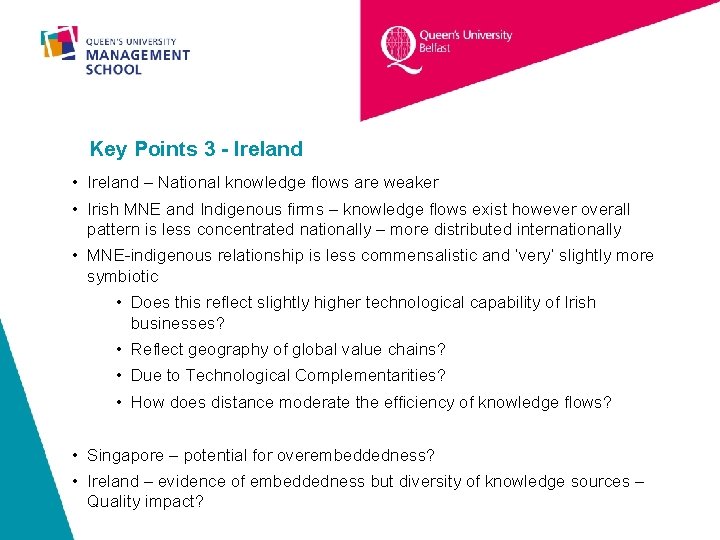 Key Points 3 - Ireland • Ireland – National knowledge flows are weaker •