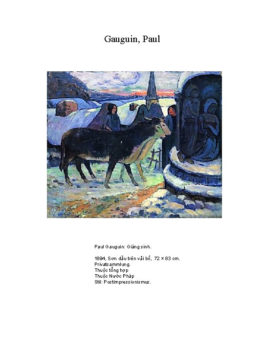 Gauguin, Paul Gauguin: Giáng sinh. 1894, Sơn dầu trên vải bố, 72 × 83