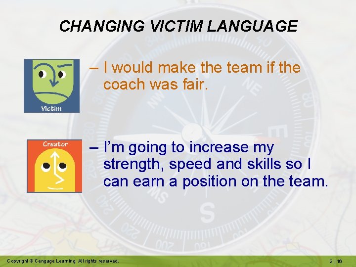 CHANGING VICTIM LANGUAGE – I would make the team if the coach was fair.