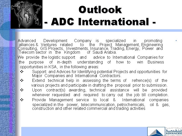 ADVANCED DEVELOPMENT COMPANY PROFILE We Build Relationships Table