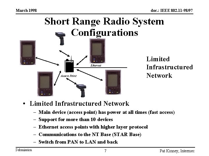 March 1998 doc. : IEEE 802. 11 -98/97 Short Range Radio System Configurations Limited