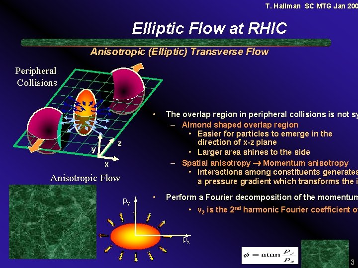 T. Hallman SC MTG Jan 200 Elliptic Flow at RHIC Anisotropic (Elliptic) Transverse Flow