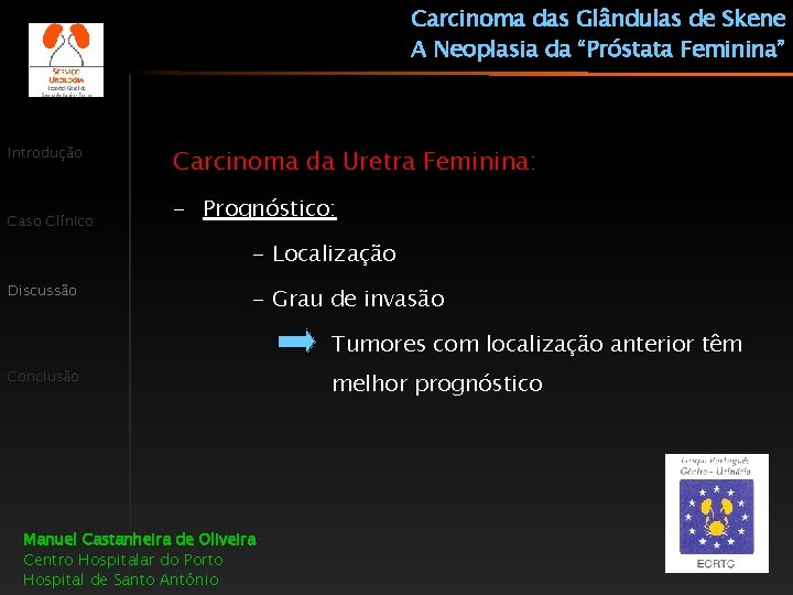 Carcinoma das Glândulas de Skene A Neoplasia da “Próstata Feminina” Introdução Caso Clínico Carcinoma