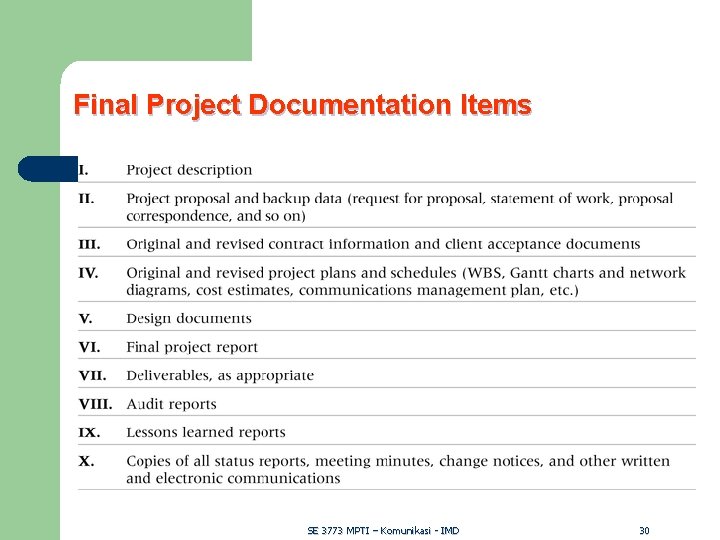 Final Project Documentation Items SE 3773 MPTI – Komunikasi - IMD 30 