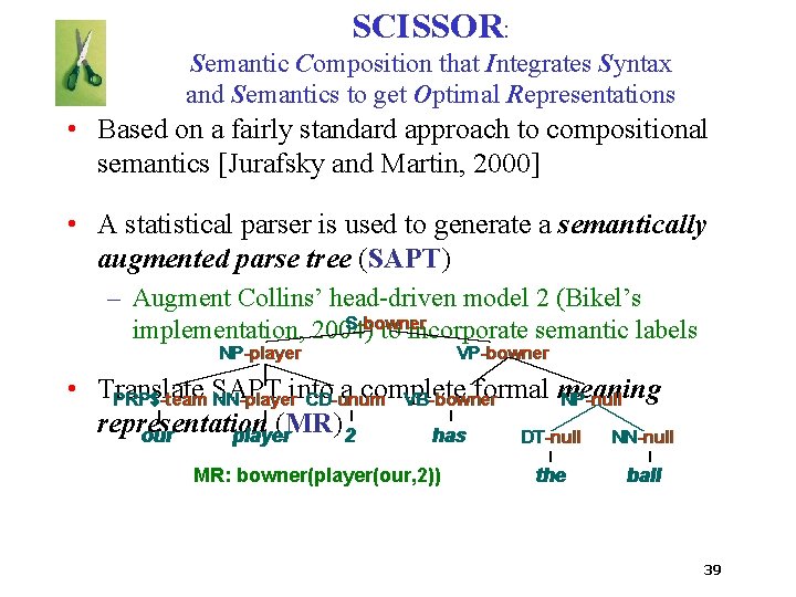 SCISSOR: Semantic Composition that Integrates Syntax and Semantics to get Optimal Representations • Based SCISSOR: Semantic Composition that Integrates Syntax and Semantics to get Optimal Representations • Based