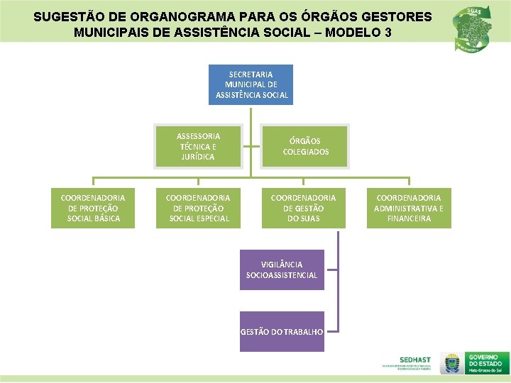 SUGESTÃO DE ORGANOGRAMA PARA OS ÓRGÃOS GESTORES MUNICIPAIS DE ASSISTÊNCIA SOCIAL – MODELO 3