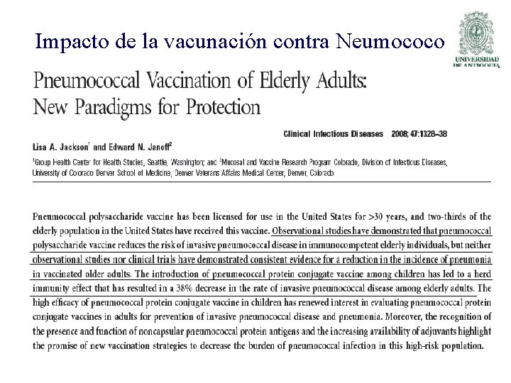 Impacto de la vacunación contra Neumococo 