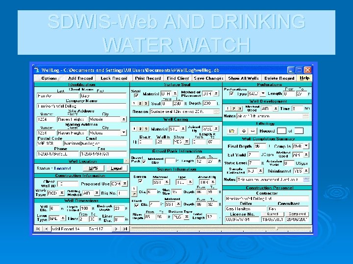 SDWIS-Web AND DRINKING WATER WATCH 