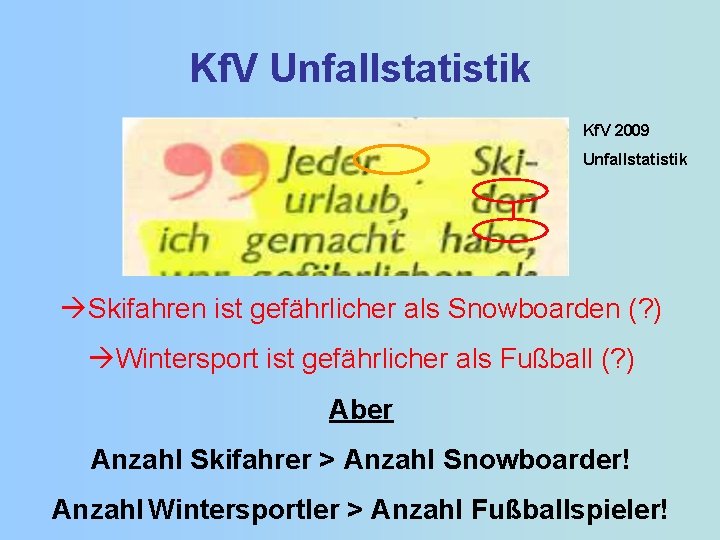 Kf. V Unfallstatistik Kf. V 2009 Unfallstatistik Skifahren ist gefährlicher als Snowboarden (? )