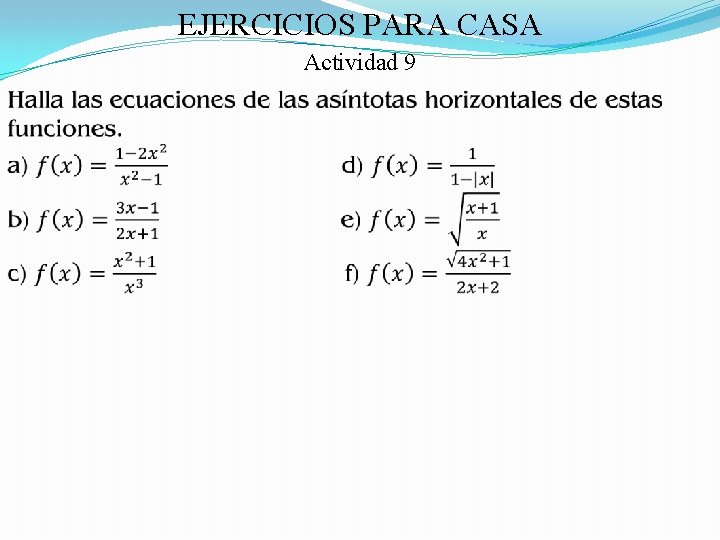 EJERCICIOS PARA CASA Actividad 9 