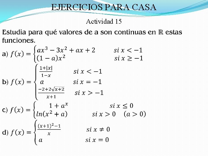 EJERCICIOS PARA CASA Actividad 15 