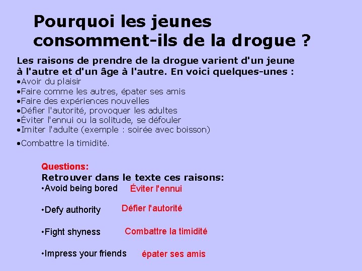 Pourquoi les jeunes consomment-ils de la drogue ? Les raisons de prendre de la