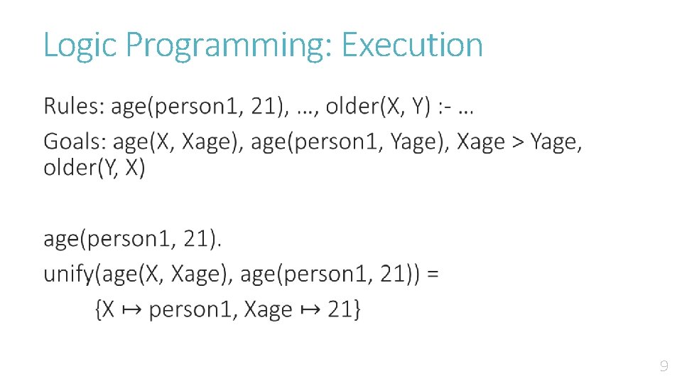 Logic Programming: Execution • 9 