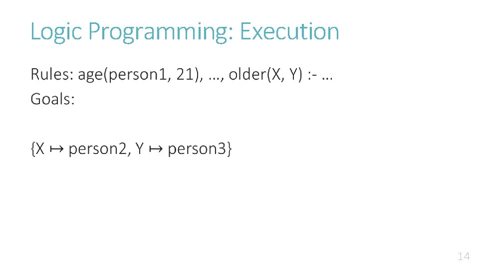 Logic Programming: Execution • 14 