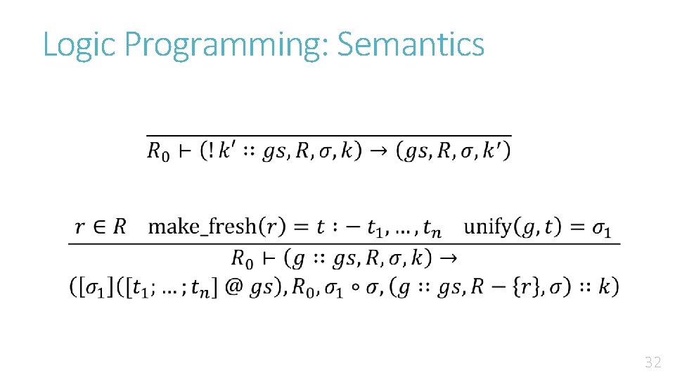 Logic Programming: Semantics 32 