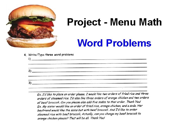 Project Menu Math Project Menu Math The Menu