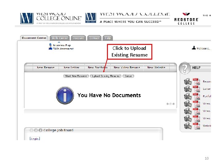 Click to Upload Existing Resume 10 