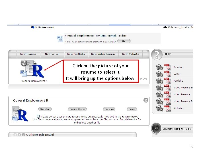 Click on the picture of your resume to select it. It will bring up