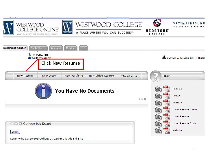 Click New Resume 9 
