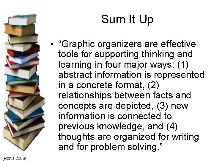 Sum It Up • “Graphic organizers are effective tools for supporting thinking and learning