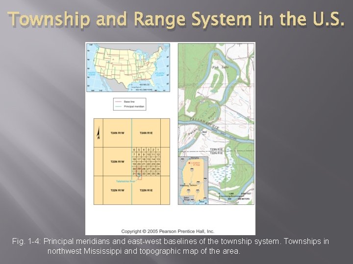 Township and Range System in the U. S. Fig. 1 -4: Principal meridians and