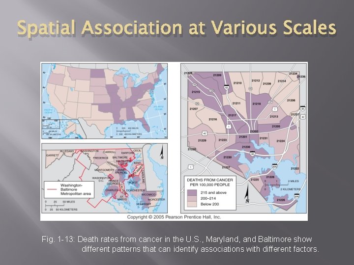 Spatial Association at Various Scales Fig. 1 -13: Death rates from cancer in the