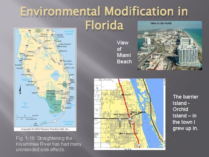Environmental Modification in Florida View of Miami Beach The barrier Island Orchid Island –